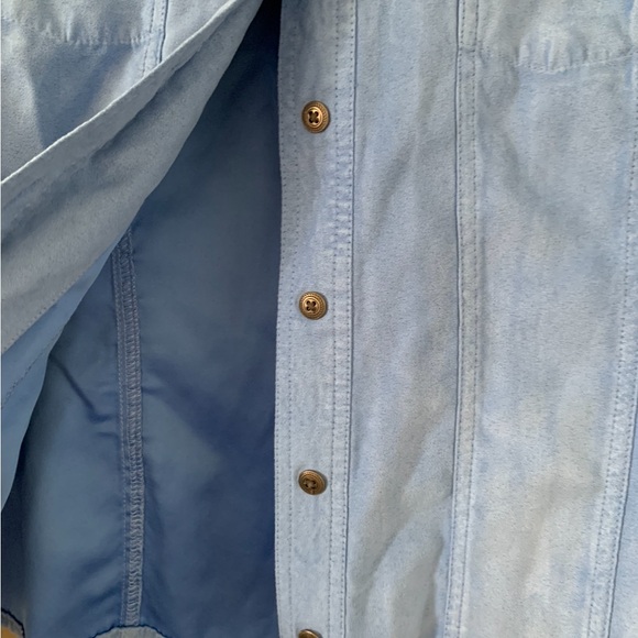 CROFT&BARROW Light Blue Suede Long Sleeve Button Down Shirt SIZE M - Picture 8 of 10